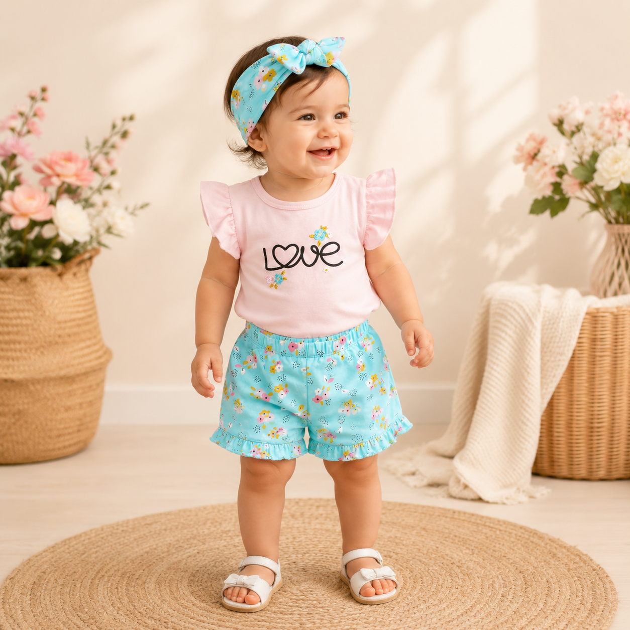 Baby Girl 3-Piece Floral Summer Set | Size 0-18M