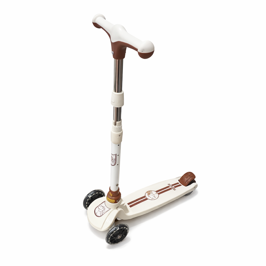 Foldable Kids Scooter 3 Wheels | Beige & Brown | 3+