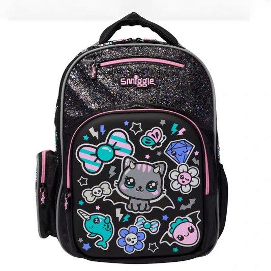 Smiggle Backpack Black Star Flower | 38cm | KG1-KG3
