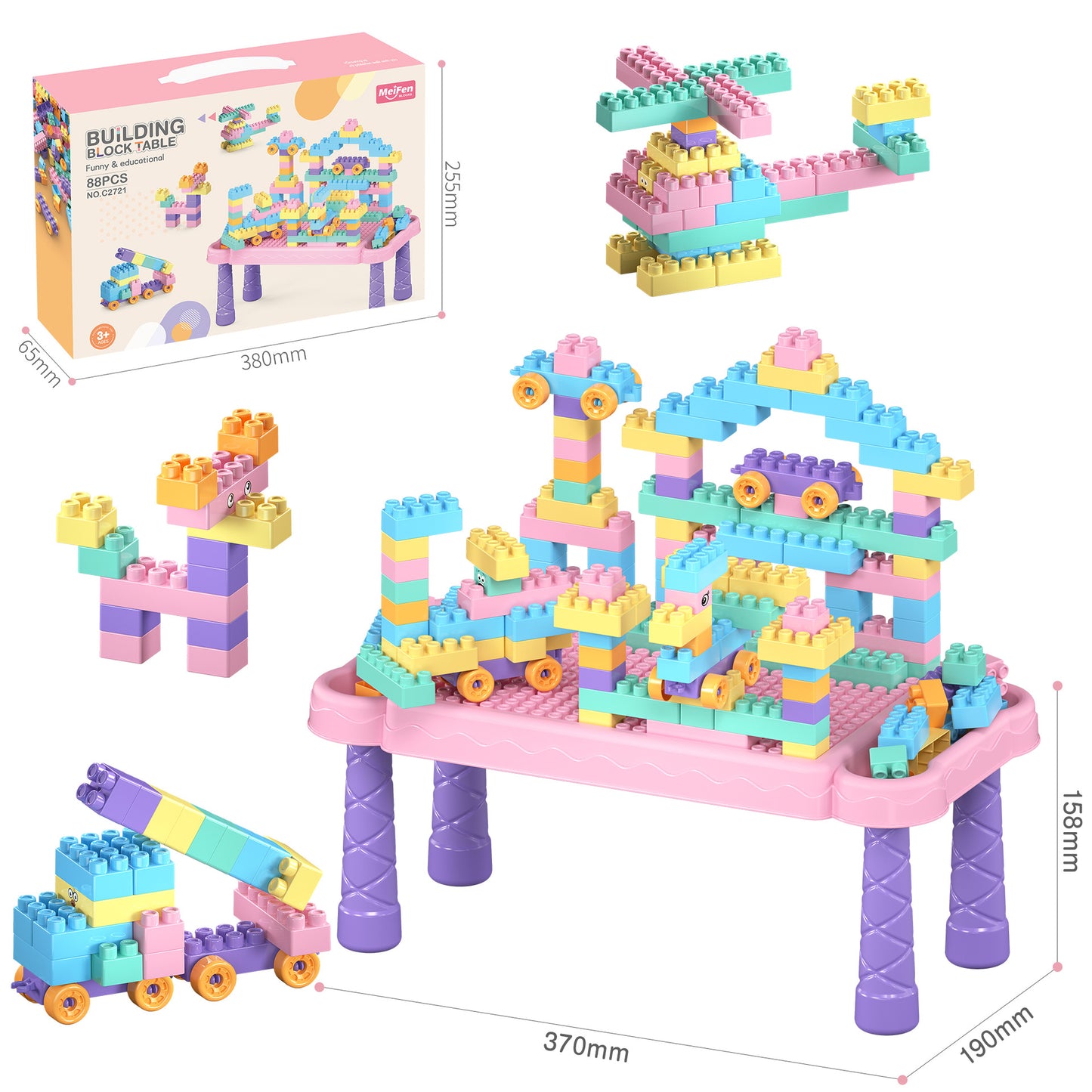 Building Block Table Funny & Educational 268 Pcs