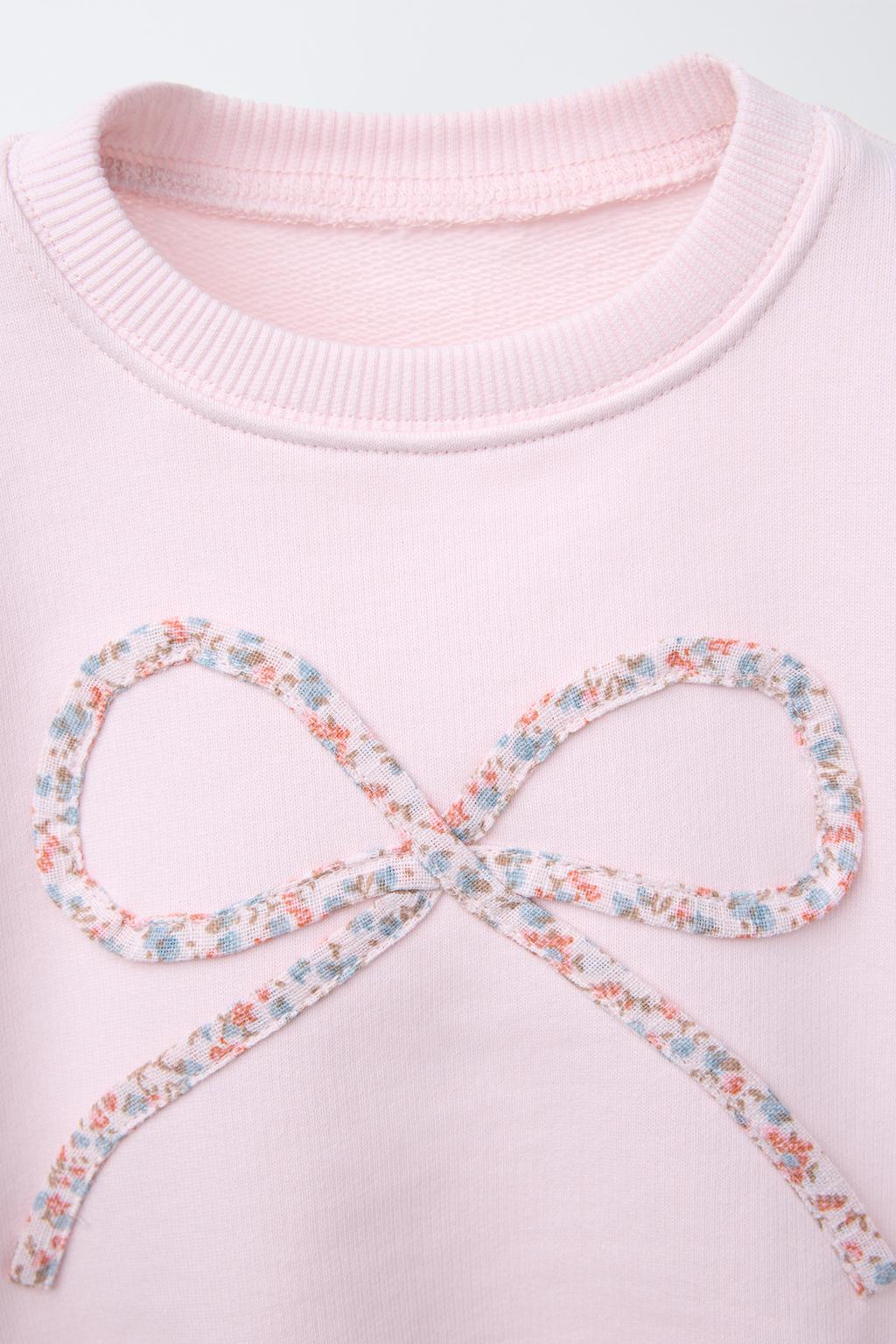 Pink Flowered Ribbon Outfit Cotton 2-7y