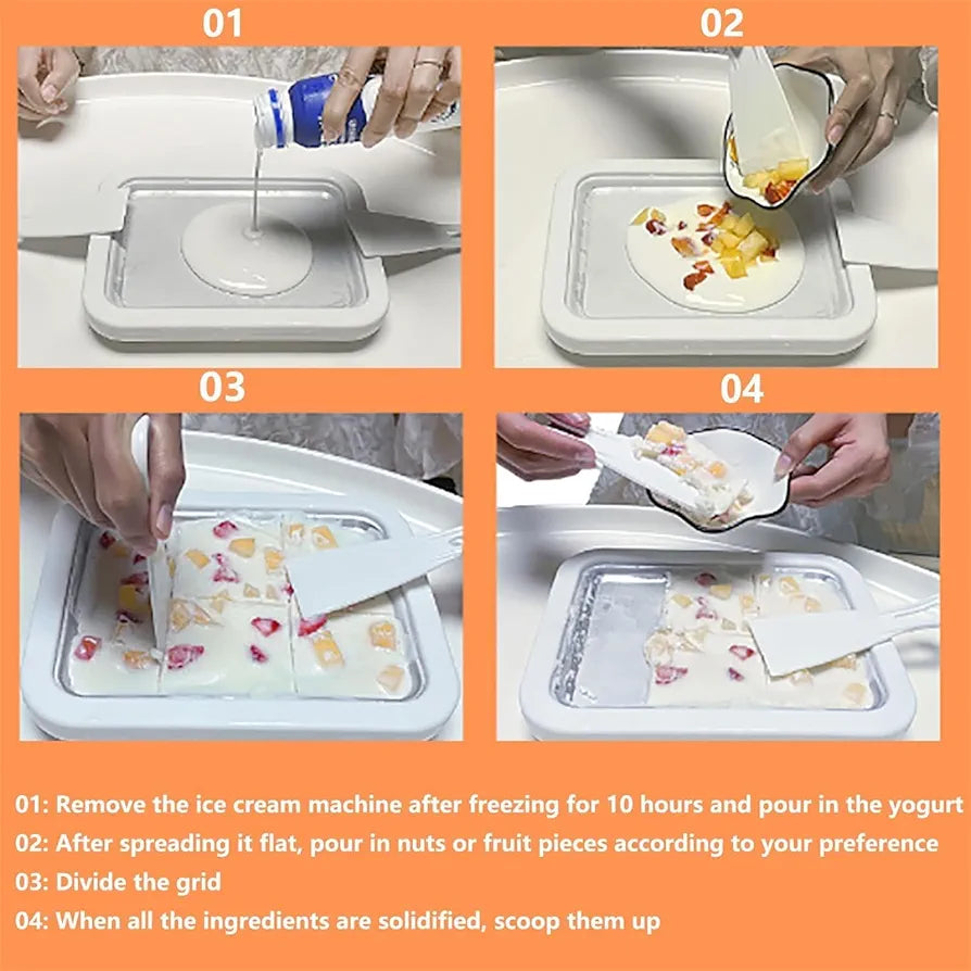 Home made Ice Cream Tray Ice Cream Maker + GIFT 2 Ice Cream Cup With 2 Spoon