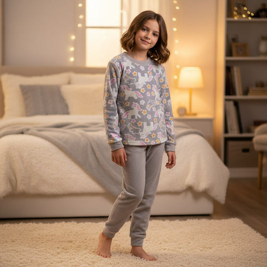 Warm Winter Pijama Unicorn Design Size 12y