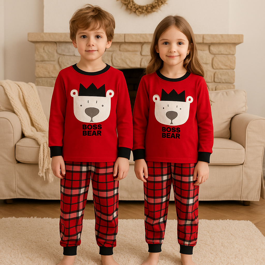 Pijama For Kids Boss Bear Design Size 3-10y