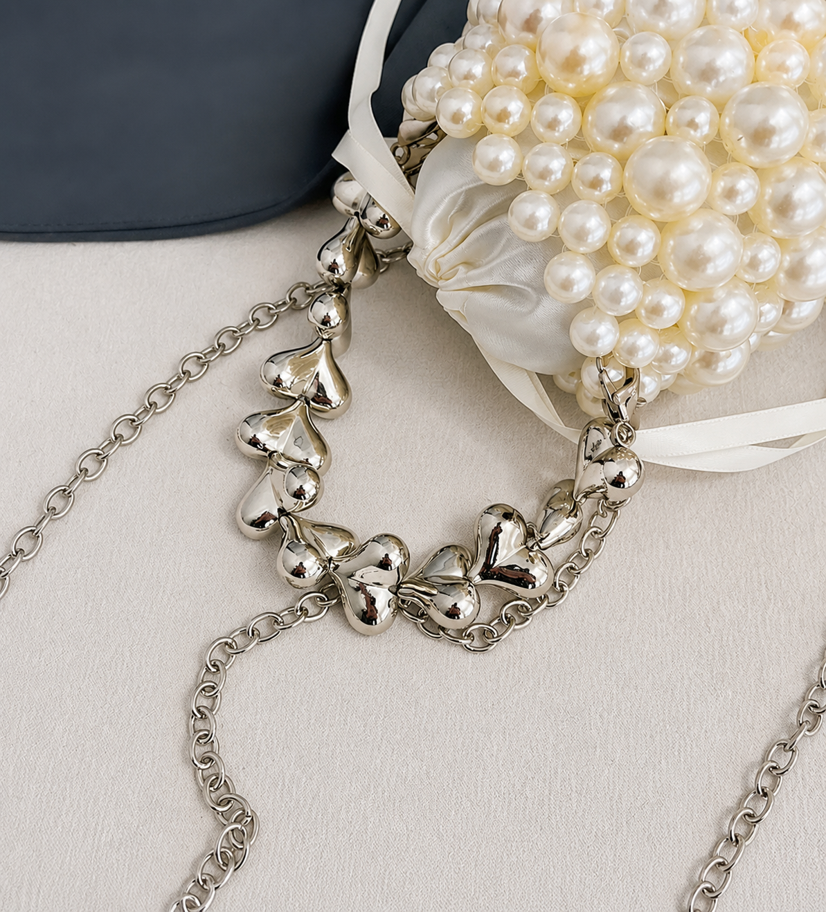 Girl Pearl Beaded Mini Drawstring Bag