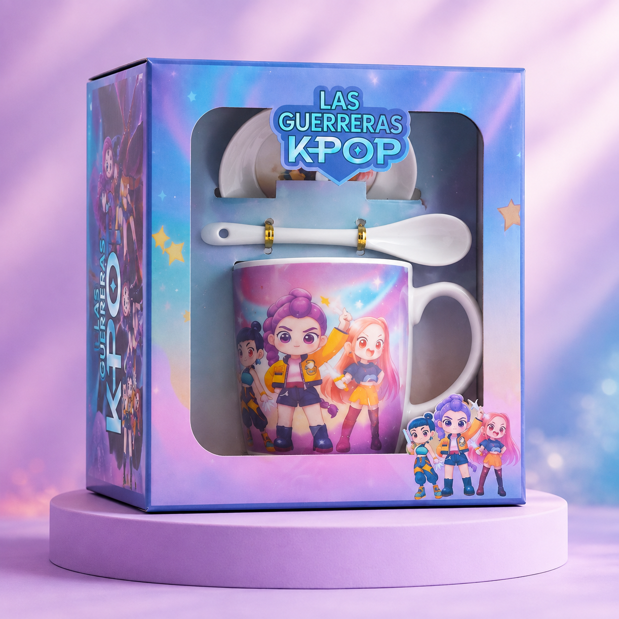 K-Pop Warriors Ceramic Mug Gift Set with Spoon & Saucer – 2 Designs