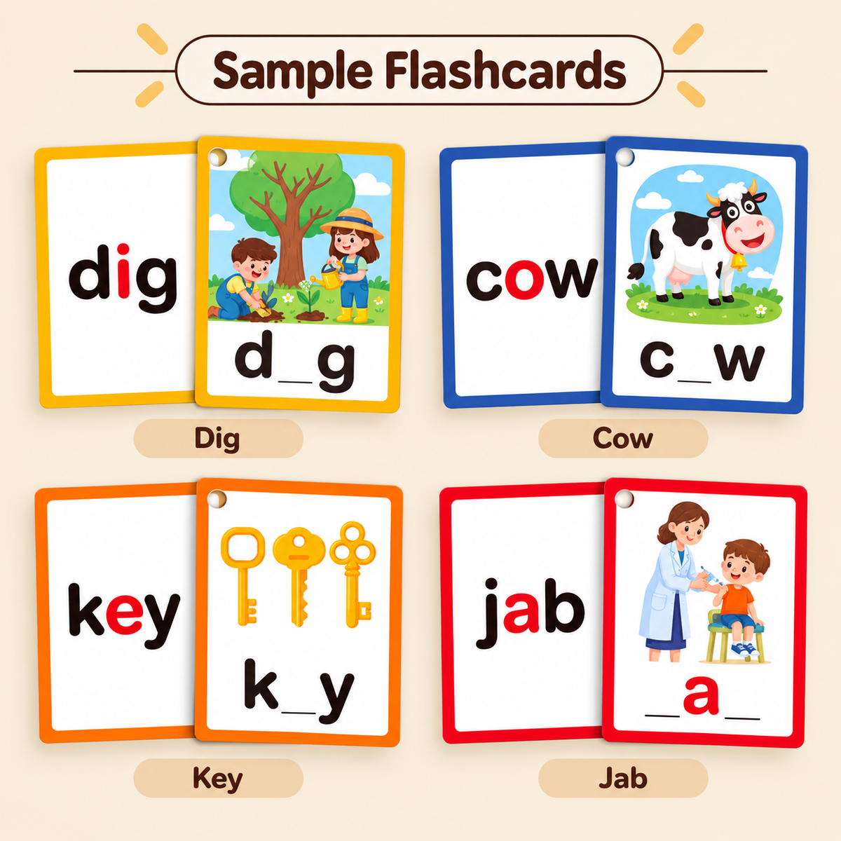 Words & Spelling Educational Flashcards Set – 100 Cards + 4 Pens | 3+| Size 13×9×5.5cm