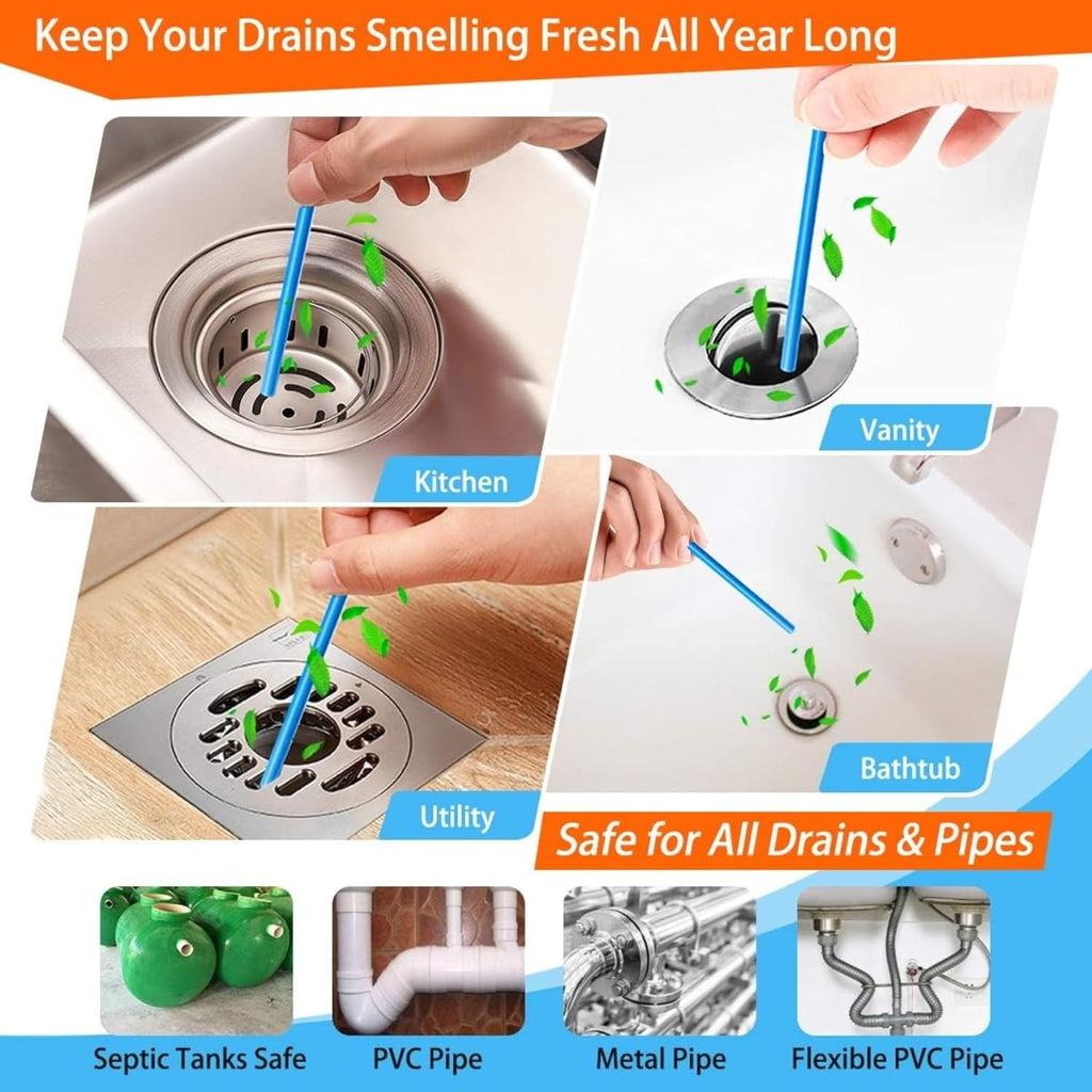 12 Pcs Sani Stick - Pipe Deodorizer Drain Cleaning | Clog Remover And Odours Eliminator