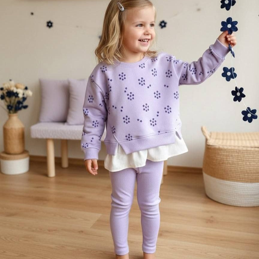 Outfit Lilac Cotton Little Stars Design Size 2-8y