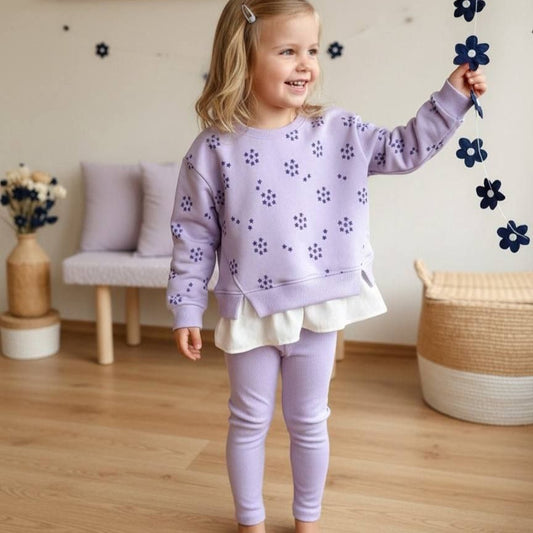 Outfit Lilac Cotton Little Stars Design Size 2-8y