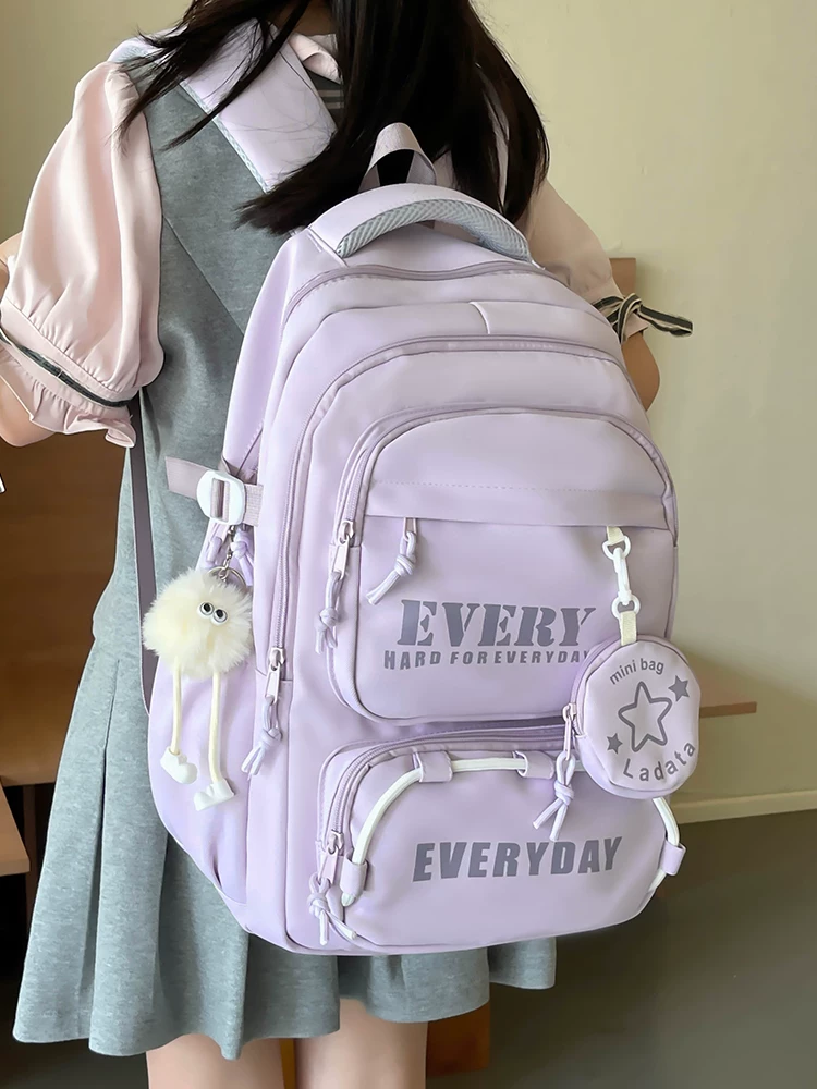 School Backpack Purple Letter Design 47cm