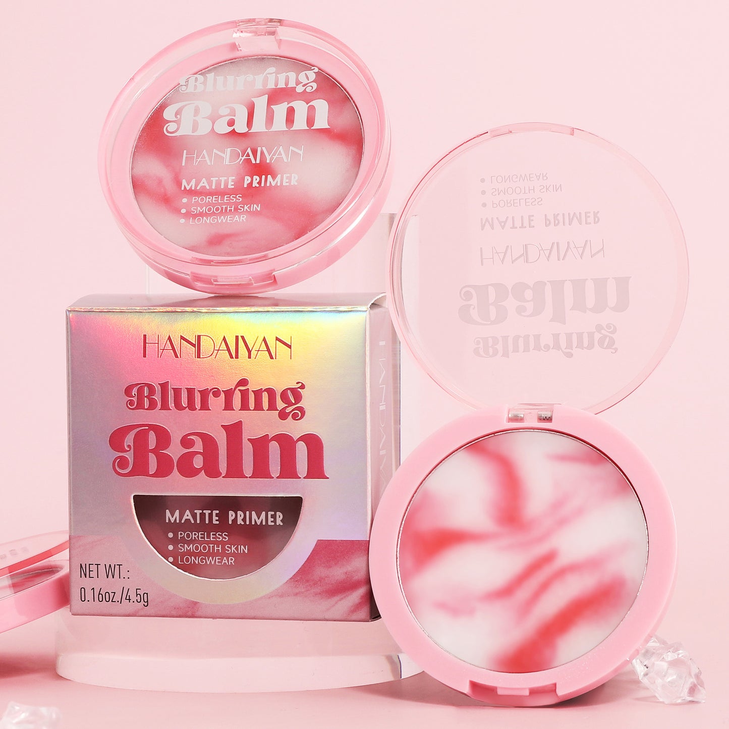 Blurring Balm Matte Primer Makeup Setting Cream With Powder Puff HANDAIYAN Waterproof Oil Control Hides Pores and Doesn't Remove Makeup