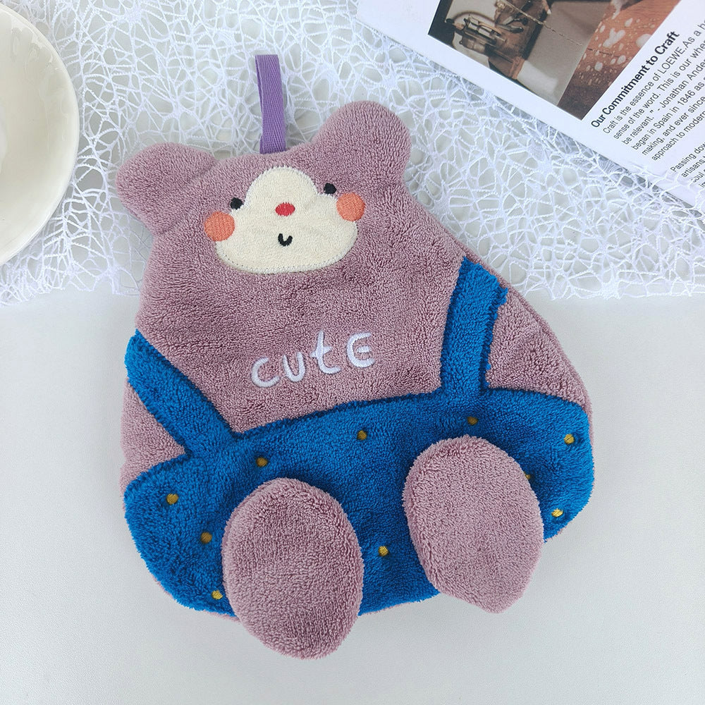Cute Animal Coral Fleece Hanging Hand Towel 23×19cm