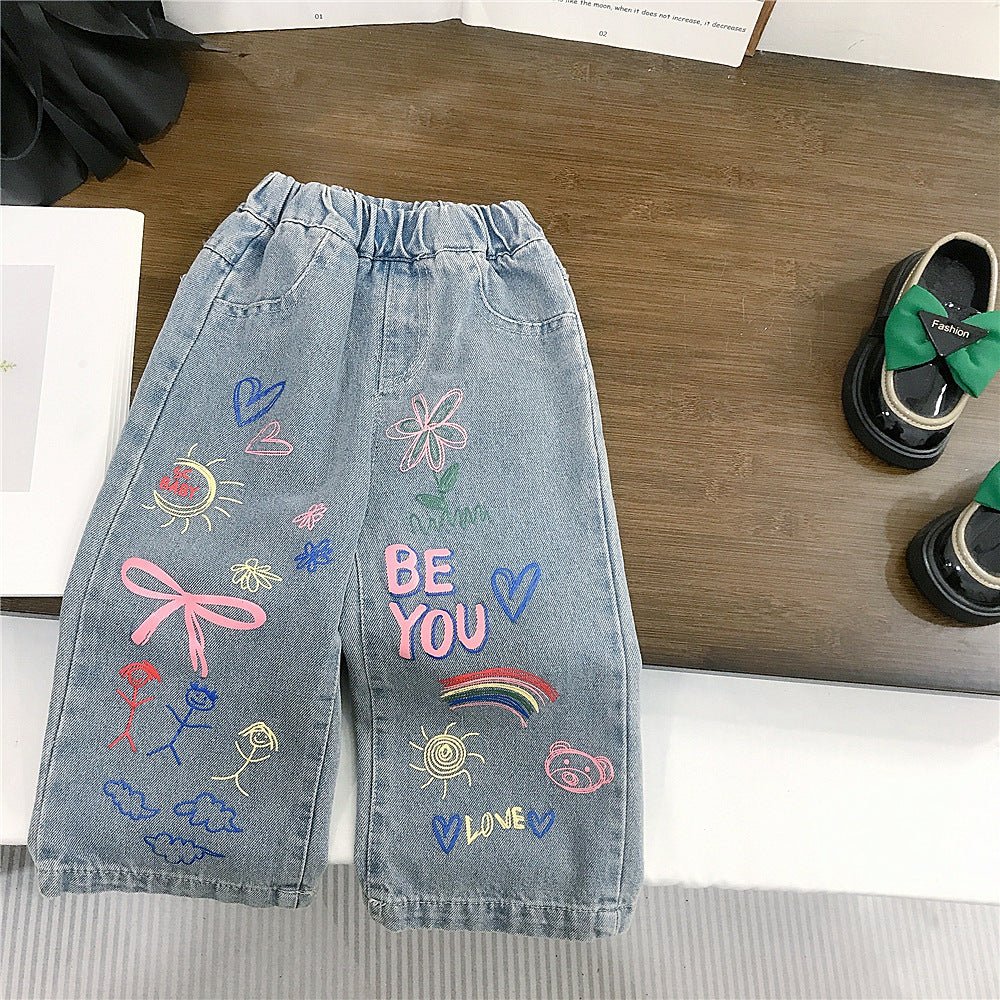 Wide Legs Jeans Pants rainbow (9-10y)