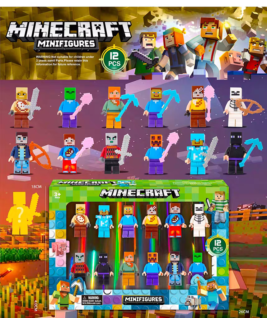 Minecraft Minifigures 12 Pcs With Accessories