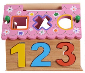 Wooden Educational Number & Shape Sorting House | 3+