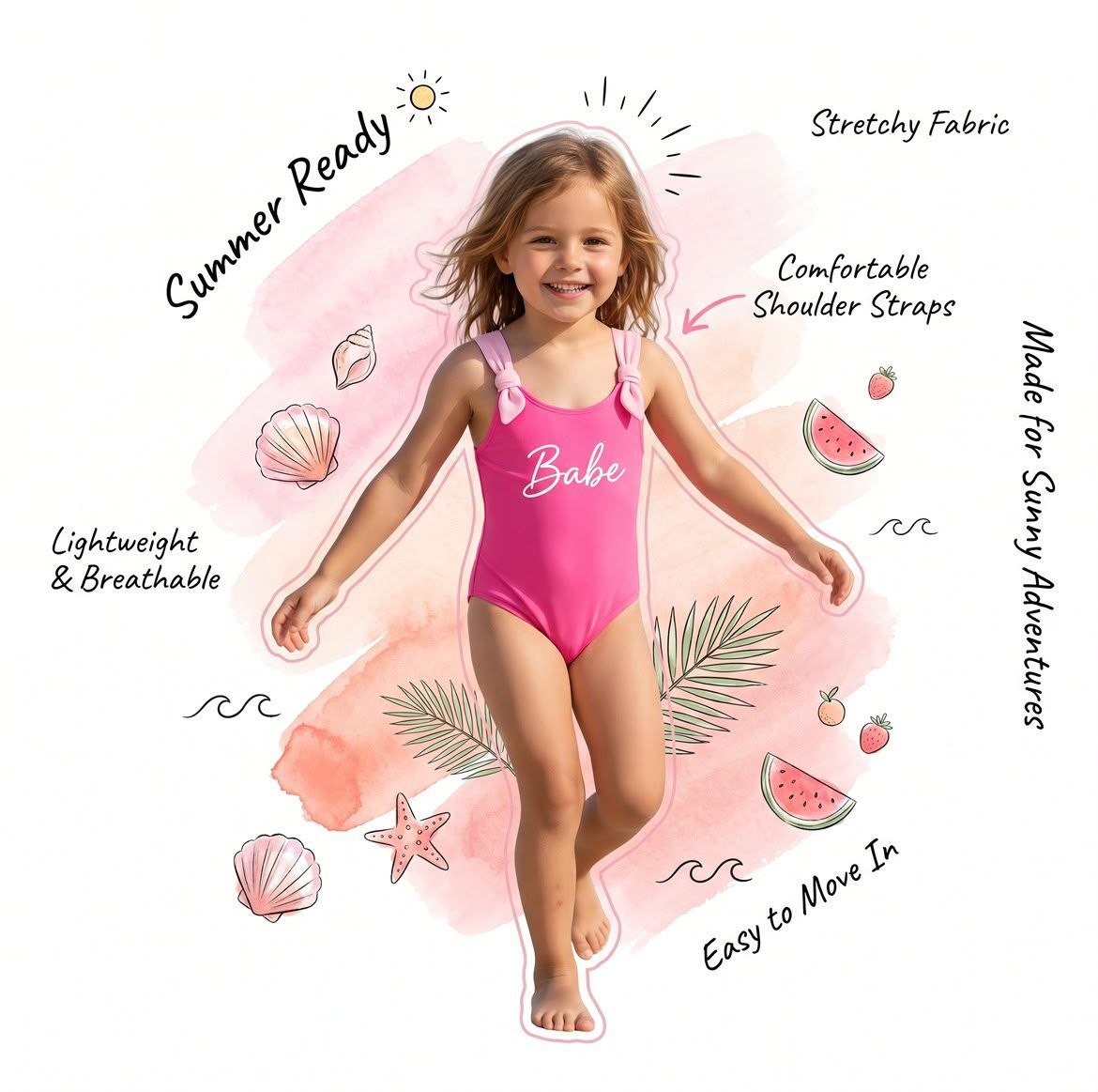 Girls Babe One-Piece Swimsuit | Size 1-6y