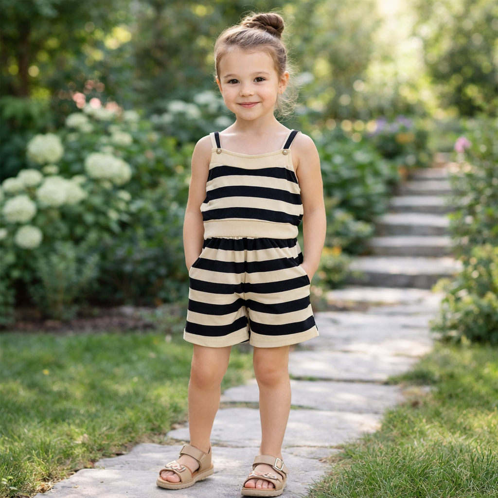 Girls Cotton Lines Set – Soft Summer Outfit (9-10Y)