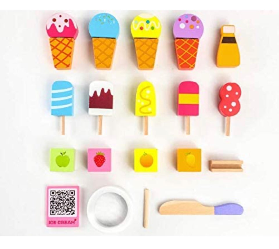 Wooden Ice Cream Shop Pretend Play Set  | 36M+