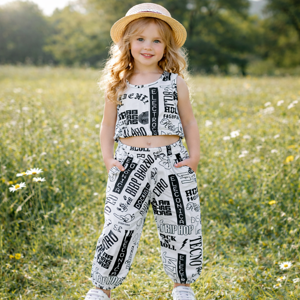 Girls Cotton Music Design – Soft Summer Outfit (4–8Y)