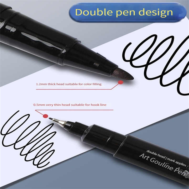Marker With Black Head Pen For Art Double Sided