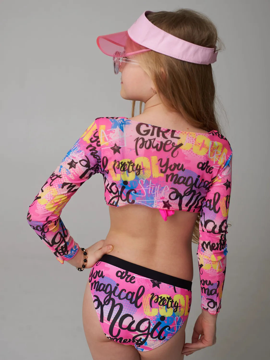 Girls 3pcs Swimwear Set – Fushia | Size 7–12Y