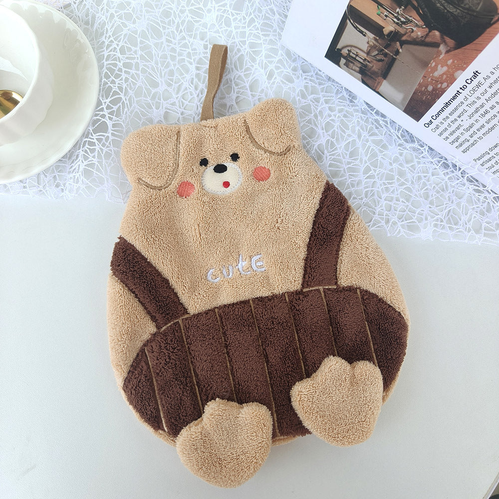 Cute Animal Coral Fleece Hanging Hand Towel 23×19cm
