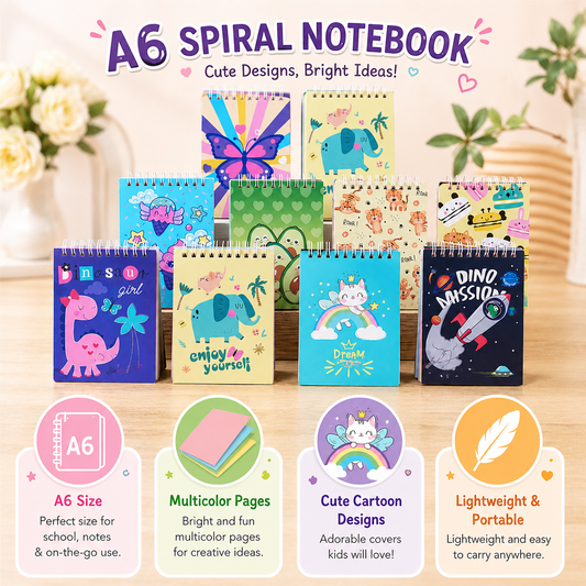 Colorful Mini Memo Pad with Fun Cartoon Designs Notebook A6