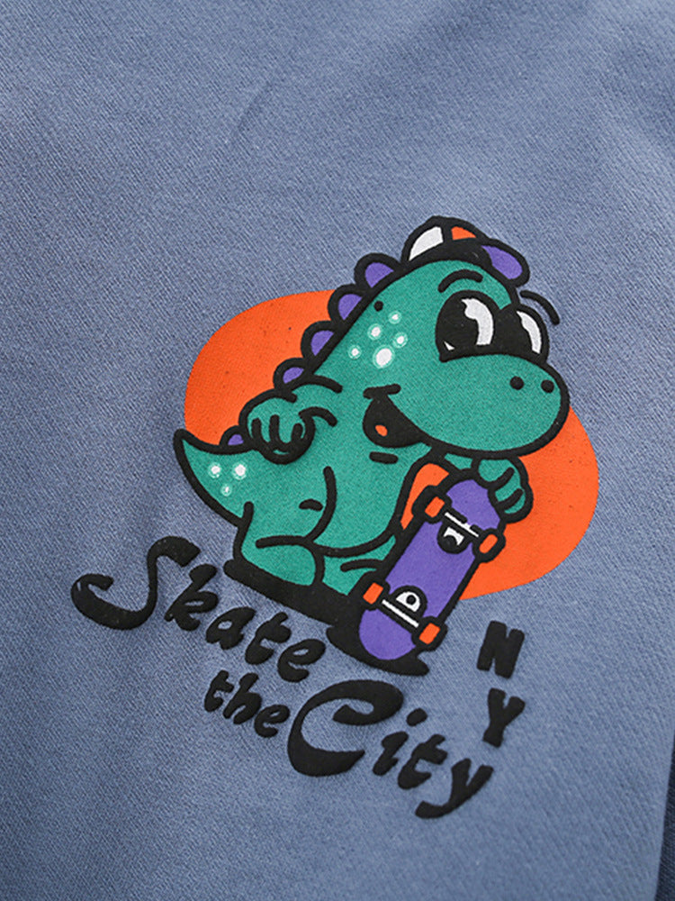 Boys Light Cotton  Dinosaur Hoodie | Size 3-10y