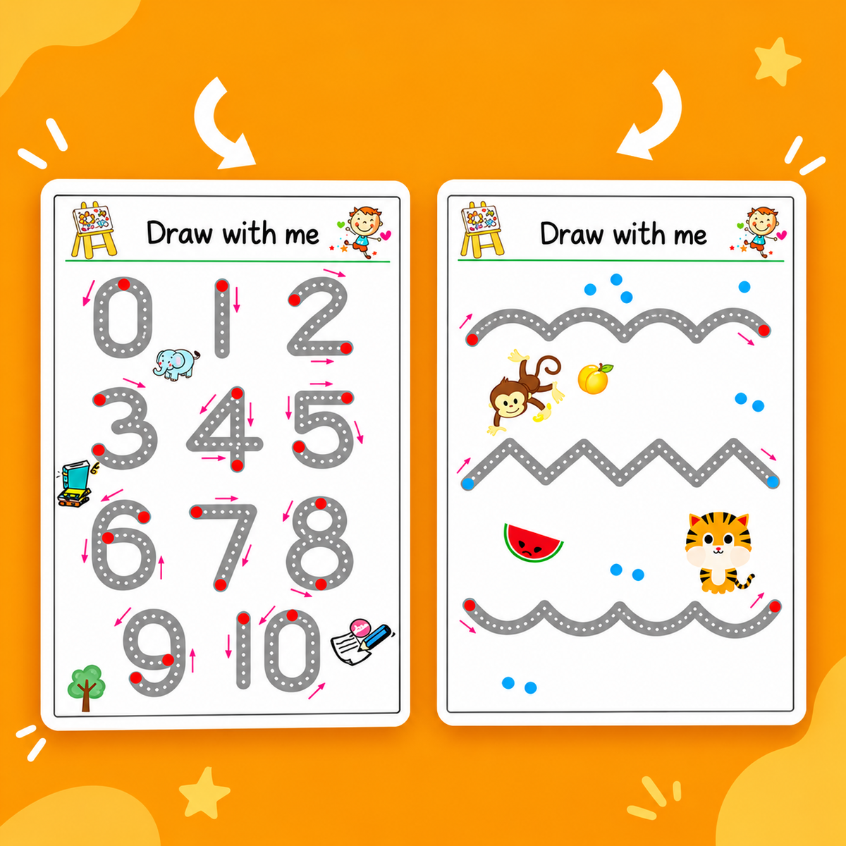 Reusable Pen Control & Tracing Activity Book Set | Size 14.5×21.5×5cm | 2+