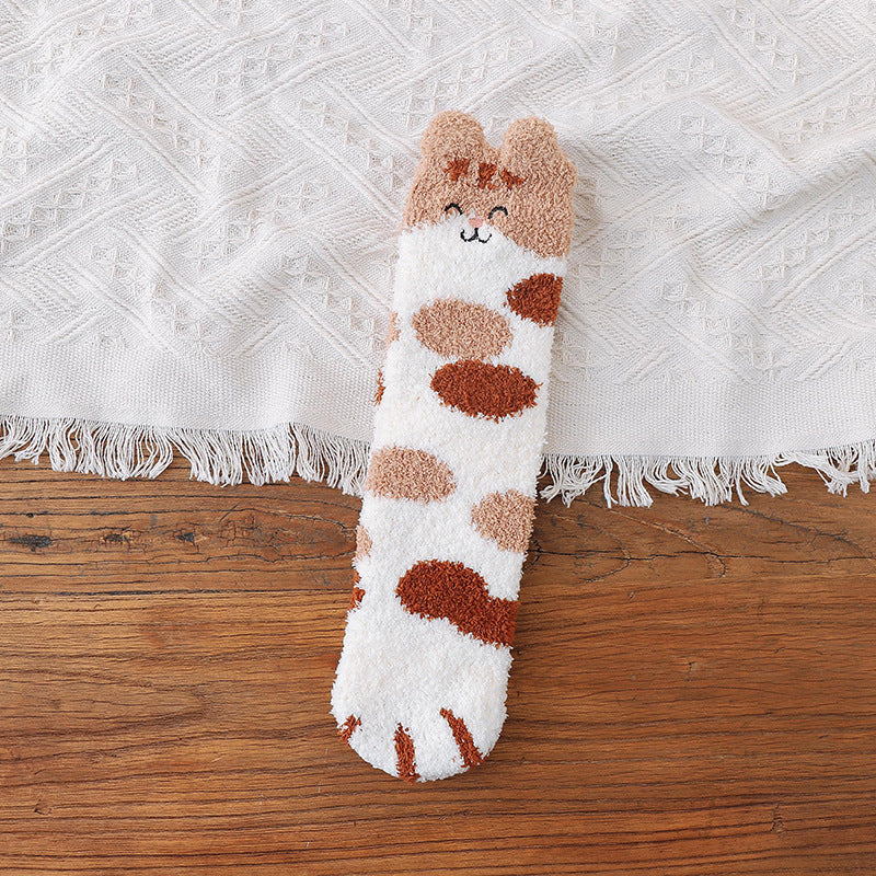 Winter Warm Plush Socks Cat Paw Design 35-40