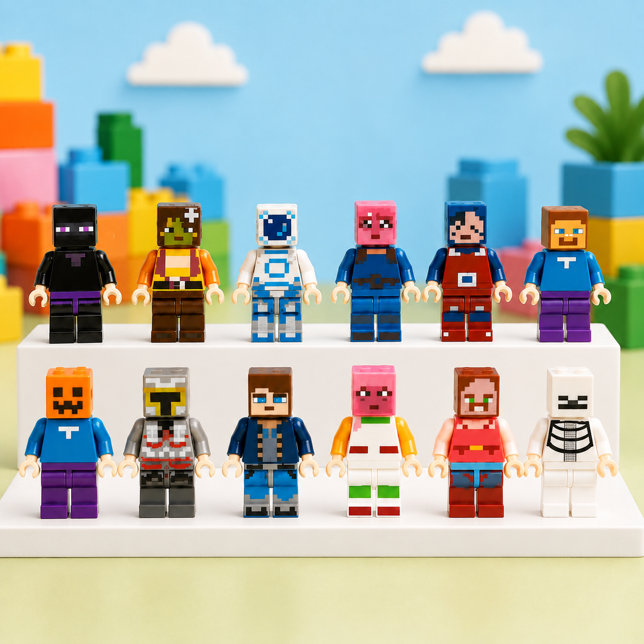 Pixel Block Mini Figures – 12-Piece Character Collection Set