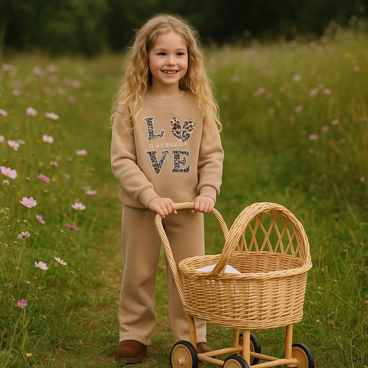 Outfit Warm With Fleece Love Design Size 3-10y