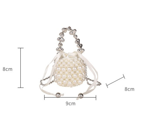 Girl Pearl Beaded Mini Drawstring Bag