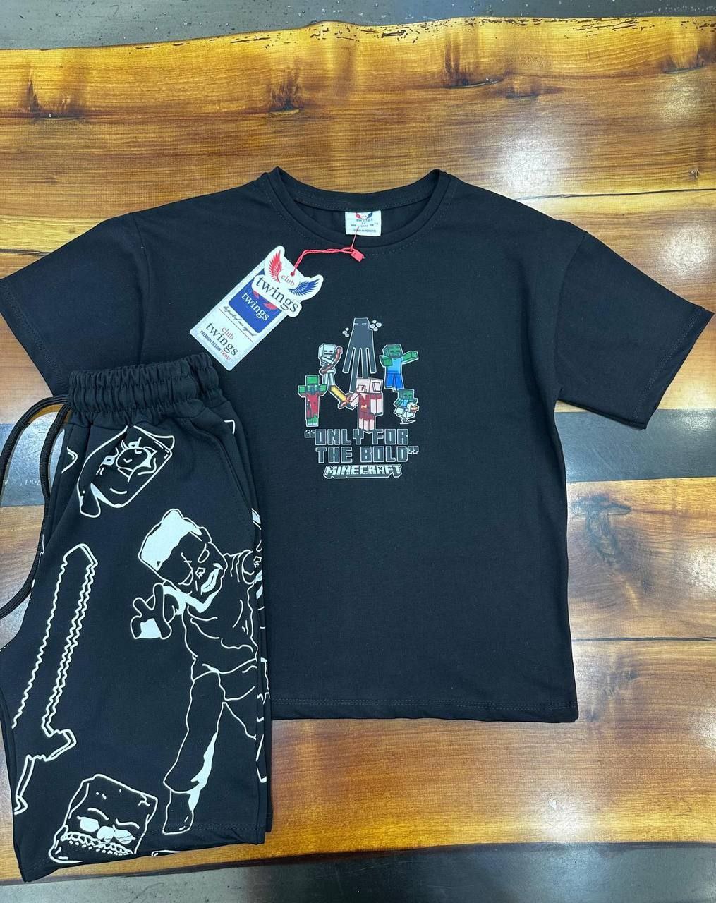 Boys Cotton Minecraft  – Soft Summer Outfit | Size 5-14y