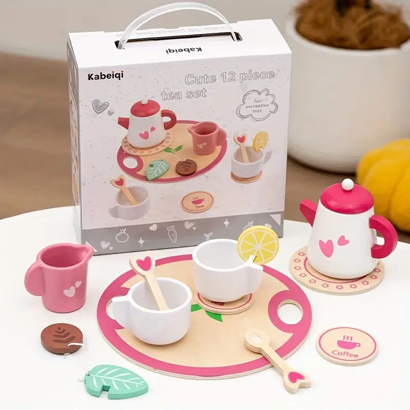 Wooden Tea Party Pretend Play Set – 12 Pieces | Ages 3+