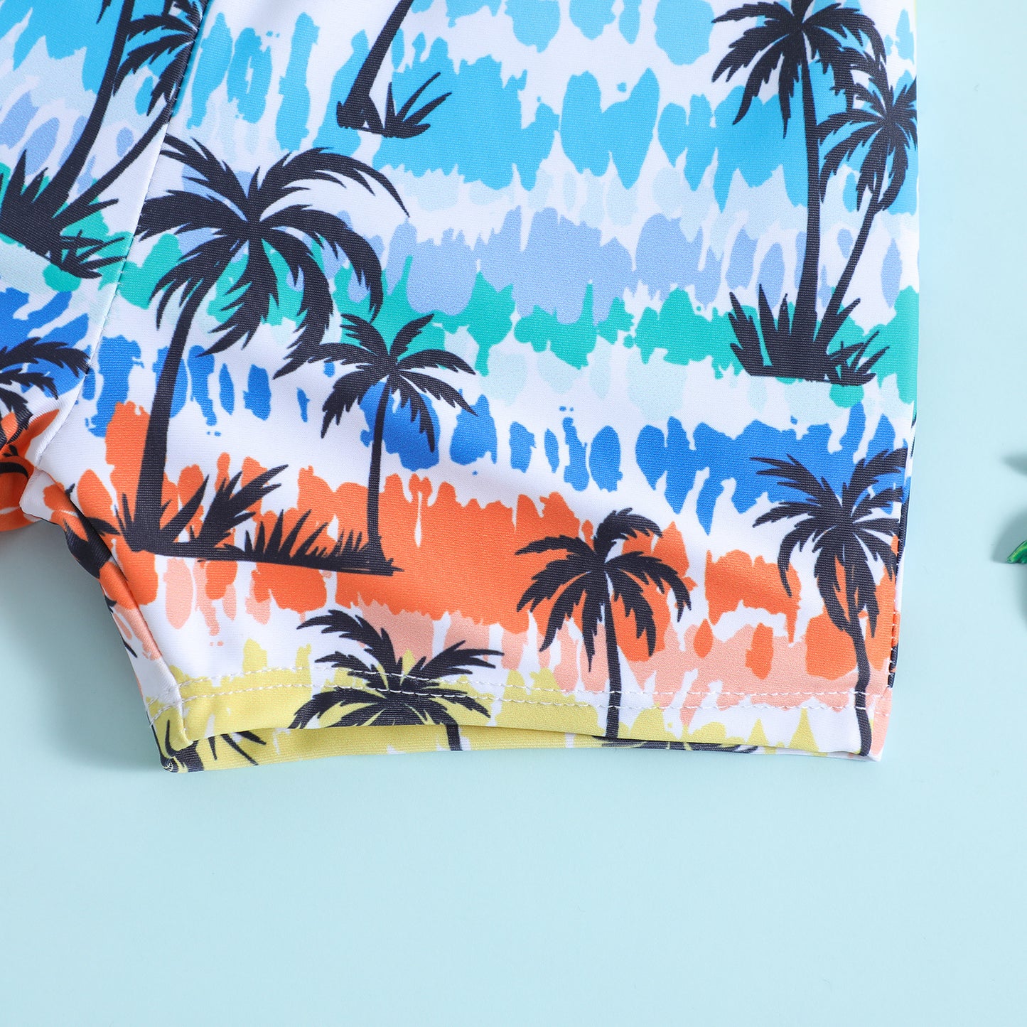 Kids Tropical Palm Tree Swim Shorts – Colorful Beach Print Size 6M-4Y