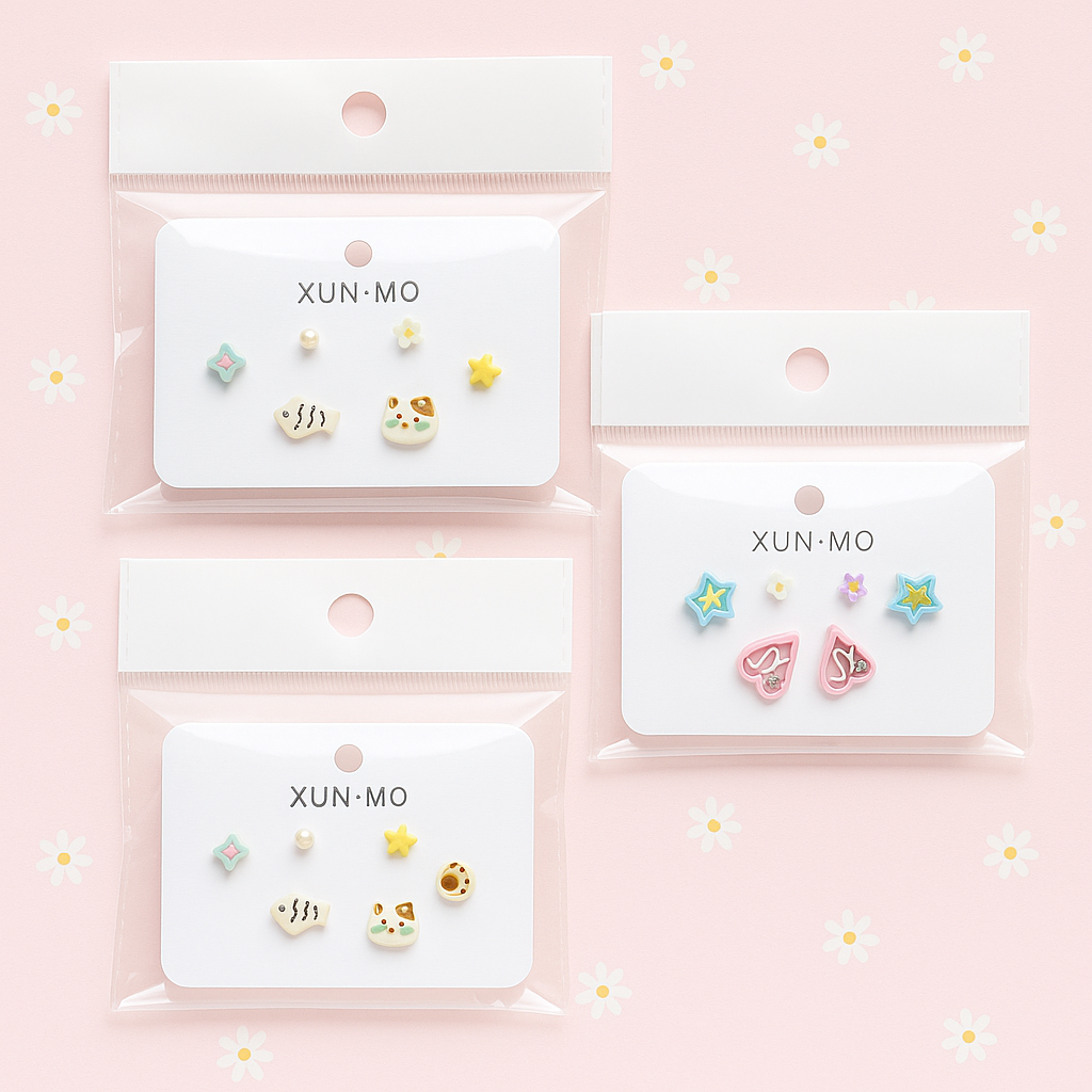 Small Cute Earrings Pack of 6 Pcs
