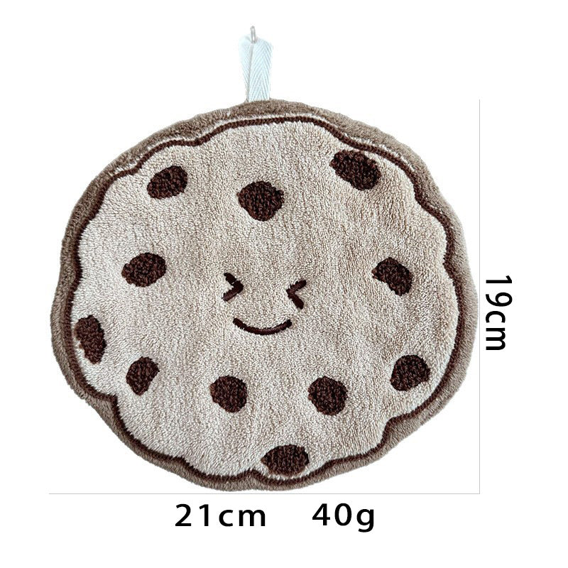 Cute Food Coral Fleece Hanging Hand Towel 21x19cm