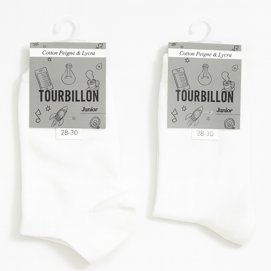 Socks Cotton White For Kids Long/Short Size 28-30