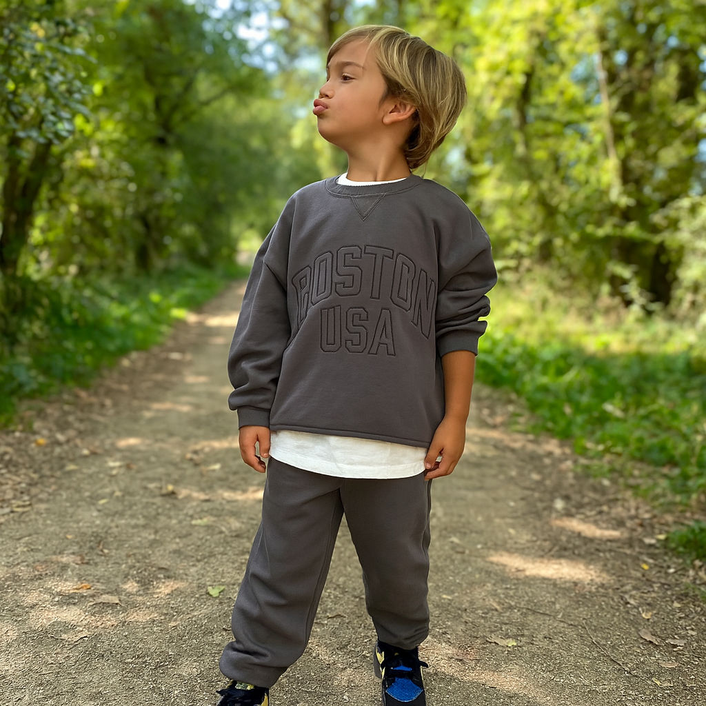 Grey Boston Outfit For Boys 2pcs