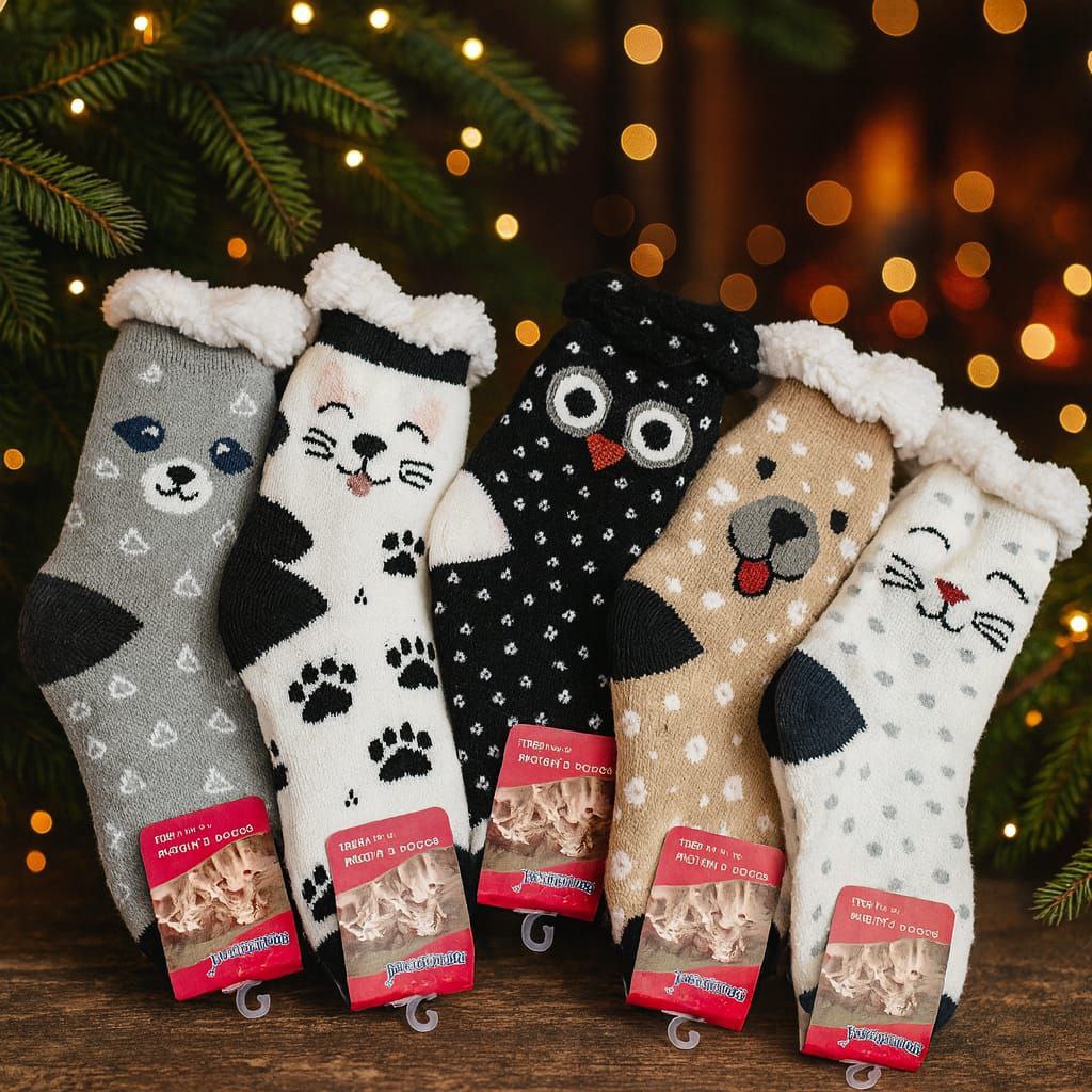 Very Warm Plush Fleece Anti-Slip  Long Socks CUTE Animal Design Size 36-41