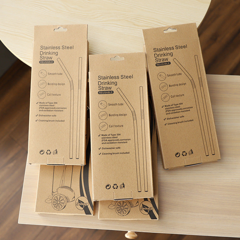 Reusable Stainless Steel Drinking Straw 4pcs  With 1 Cleaners Pipe