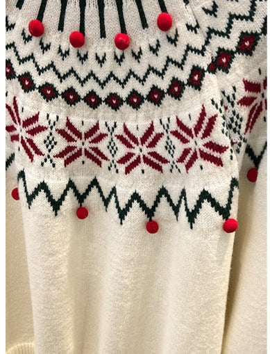 Nordic Christmas Pom-Pom Sweater / S–XL