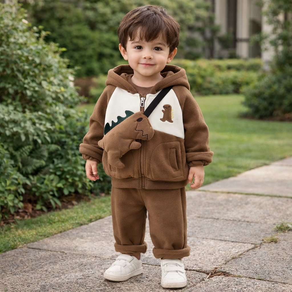 Warm Outfit For Boys Dinosaur Set Of 3 Pcs Size 1-6y