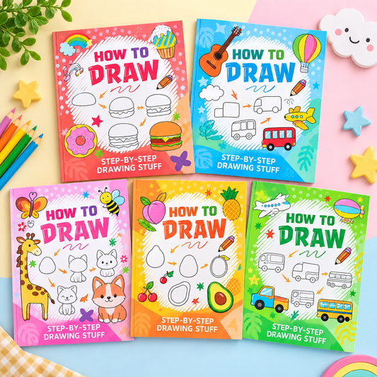 Kids How to Draw Step-by-Step Activity Books – 5 Fun Designs | Size 27.5×21.5cm