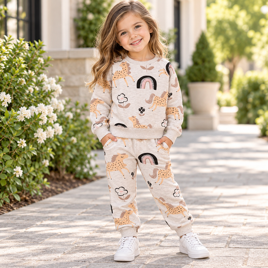Girls’ 100% Cotton Rainbow Outfit / 8Y