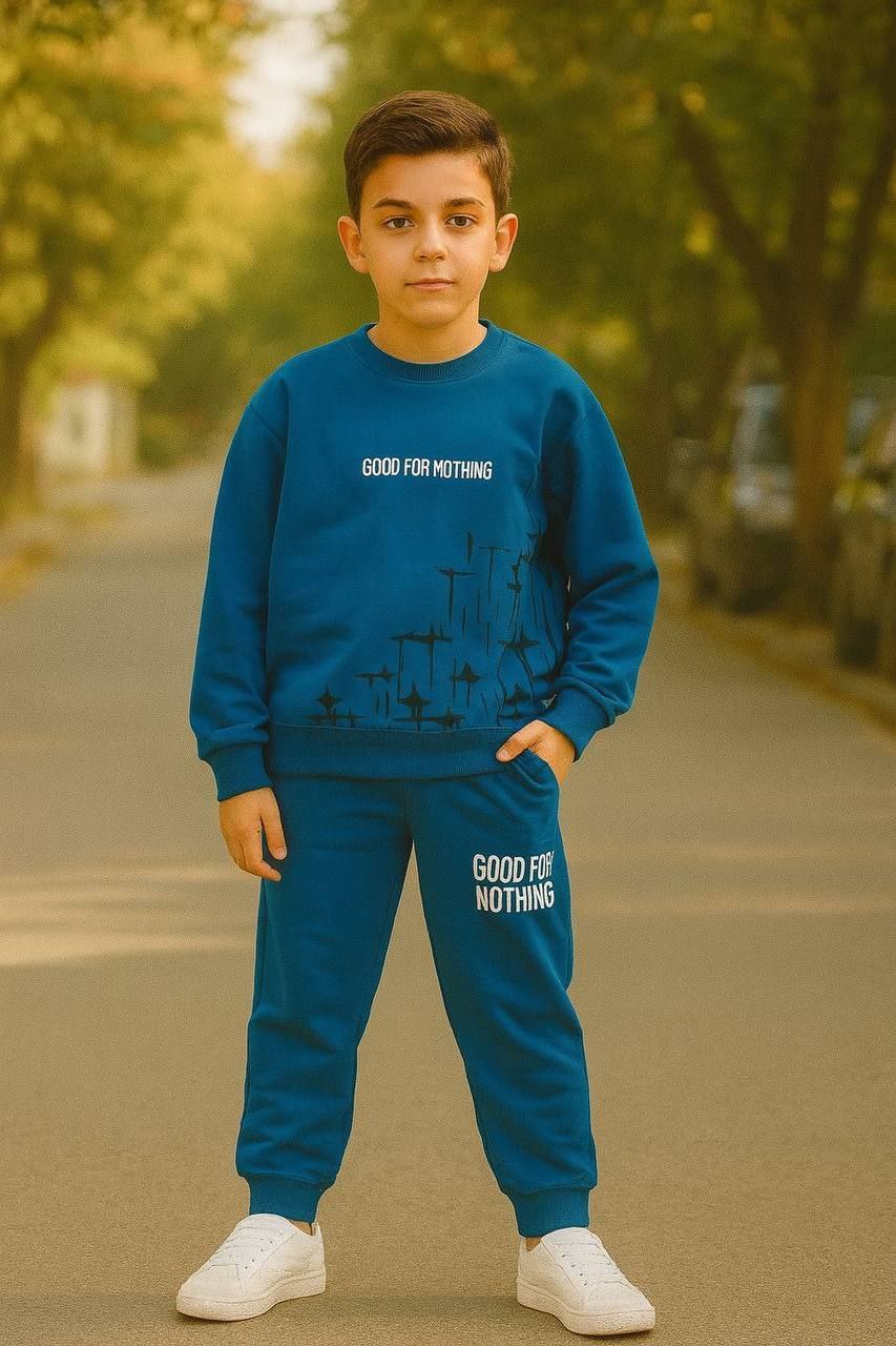 Big Size Cotton Blue Outfit For Boys 10-15y