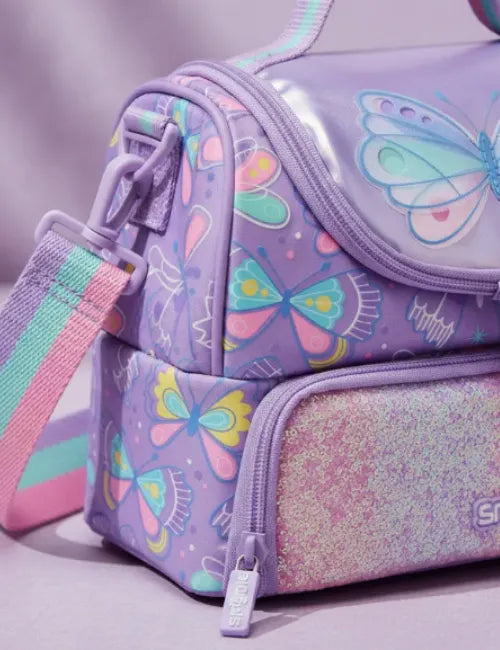 Smiggle Lunch Bag | Shoulder Straps | Butterfly | 24×18×16.5cm