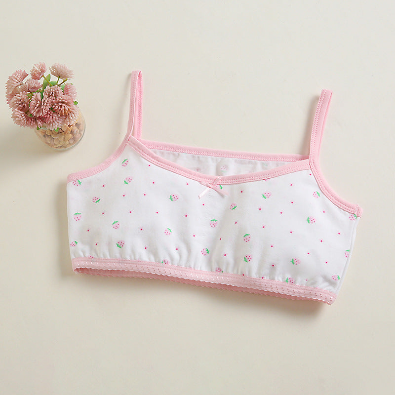 Girls Cotton Bras Thin Straps (1 Pc) | Strawberry | 5-6y